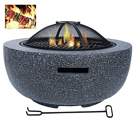 JFNHUTL Hinterhof Terrasse Gartenkamin Grillschale Outdoor Feuerstelle Tisch Außenheizungen & Feuerstellen mit Grillrost zum Heizen/Feuerschalen den Garten/Strand/Terrasse