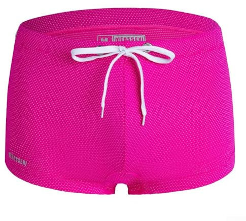 Short de bain pour homme, motif croisé, respirant, nylon + élasthanne, blanc/rose/bleu/vert fluo/noir (L rose)
