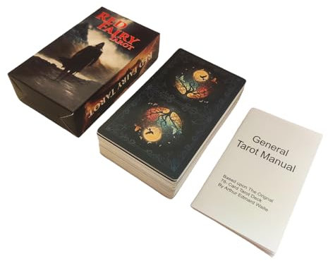 Whnbuij Brettspiel Englische Karten - Standard-Tarot-Decks für Brettspiele, Rote Fee Tarot Decks Wahrsagungswerkzeuge, 4,80×2,83×1,29 Zoll Schicksals-Wahrsagerei, Partyspiele