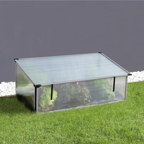 Vitavia Frühbeet Levana 2, mit Aufstelldach, grau | Wetterfest aus Zincalume® | Ergonomisch & Rückenschonend | Schutz vor Schnecken & Unkraut | Perfekt für Gemüse & Blumen