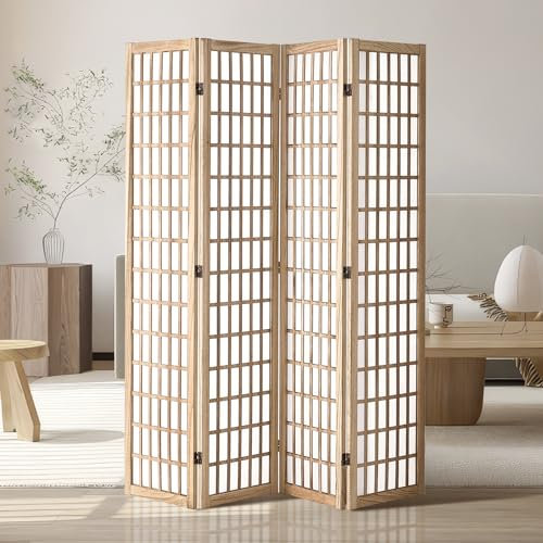 VEVOR Divisorio Giapponese per Privacy Divisorio Pieghevole, Schermo Decorativo Portatile per Separazione Spazio con 4 Pannelli Pieghevoli per Ufficio, Ristorante, Camera da Letto