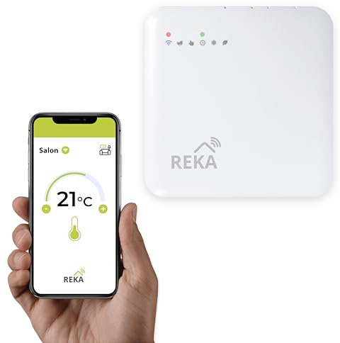 Thermostat pour radiateur Electrique Intelligente Connectée REKA - Contrôle Température Via Appli Tuya, Programmation, Détection Fenêtres Ouvertes - Compatible Assistants Vocaux (1, sans Passerelle)