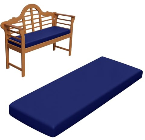 RZYW 5cm Dicke Wasserfest Sitzkissen Outdoor, Sitzauflage Sitzkissen Bank Auflage Ersatzpolster, rutschfeste Waschbare Bankauflage Bankkissen Sitzauflagen Gartenmöbel Bank Polster,Blau,65x40cm