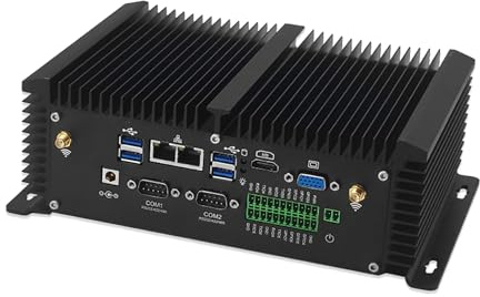 MNBOXCONET Industral Mini PC Lüfterlos Low Power Core i5 8350U, Micro Embedded PC Barebones, WiFi/BT4, 22 Pin GPIO Small Box Computer Linux with 2 x RS232/422/485 COM, 2 x GbE LAN