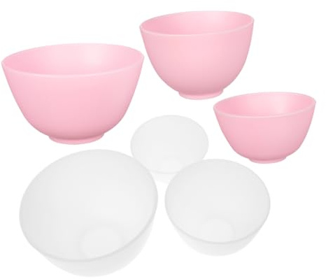 Vaguelly 6 Stück Teiliges Silikon Schälchen Set Rutschfest Vielseitig Einsetzbar für DIY Hautpflege Mud Masken Home Spa Anwendung in Weiß und Rosa Klein Mittel Groß