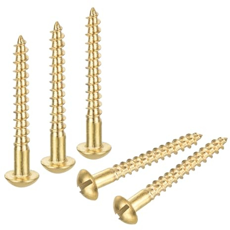 QUARKZMAN 150 Stück Schlitz Rundkopf Holzschrauben M3.5 x 30mm Kupfer Selbstschneidende Schraube Für DIY Holzwerken Heim Industrie
