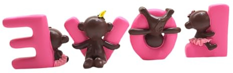 HANABASS Love Affen Kuchenornamente Satz aus 4 Resin Figuren Umweltfreundlich Vielseitige Tortendeko für Auto Geburtstagstisch Zuhause Nicht Essbar