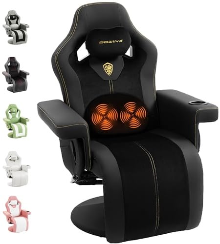Dowinx Sedia da gaming reclinabile con massaggio Shiatsu，Linea gialla