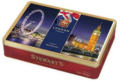 Stewart's - London Shortbread Tin (150g) - Traditionally Made Luxury Scottish Shortbread, Delicious Melt-In-Mouth Biscuits, Ideal Collectable Treat to Share, 40 Years Heritage