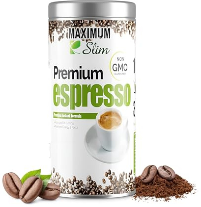 MAXIMUM SLIM Gourmet Espresso: - 100% Arabica Coffee, (Non GMO) Stimulates KETOSIS, Boosts Your Energy & Focus. - Formulated with Essential Vitamins and Natural Herbal Extracts