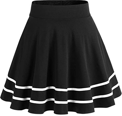 bridesmay Damen Mini Rock Sommer Kurz Skater Rock Schulmädchen Anime Rock Gothic Cosplay Sexy Röcke Black-White 2XL