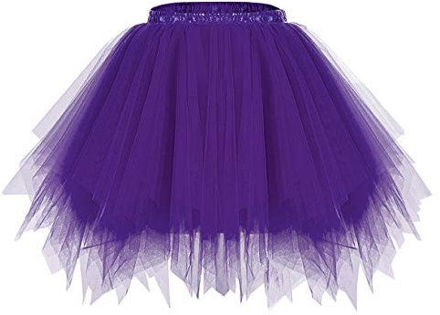 Bridesmay Jupe Jupon Ballet Tutu Underskirt en Tulle Style Vintage Années 50 Rockabilly Carnaval festivités Couleurs Variées Purple L