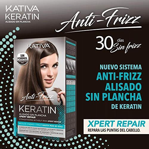 Kativa lisa sin plancha de reparación con puntas dobles para cabello encrespado y con puntas dobles azules