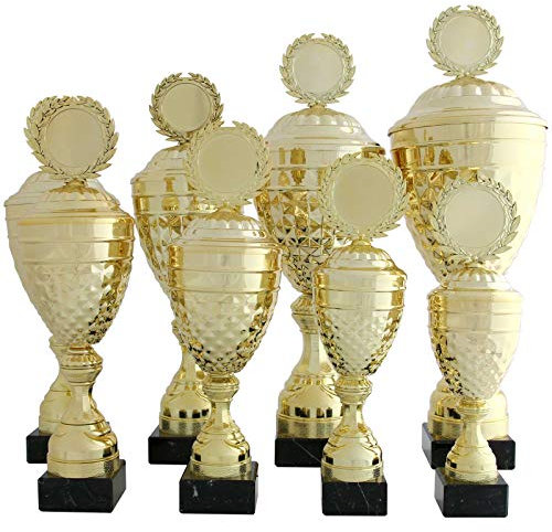 pokalspezialist Pokal ALBI 29,5 cm hoch Gold mit Deckel mit Gravur