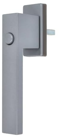 Design Aluminium Fenstergriff Dublin mit Druckknopf - pulverbeschichtet, Farbe:Silber F1, Stiftlänge:35mm