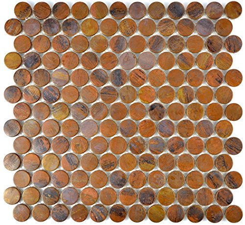 Mosaik Fliese kupfer Knopf braun für WAND BAD WC DUSCHE THEKENVERKLEIDUNG Mosaikmatte Mosaikplatte