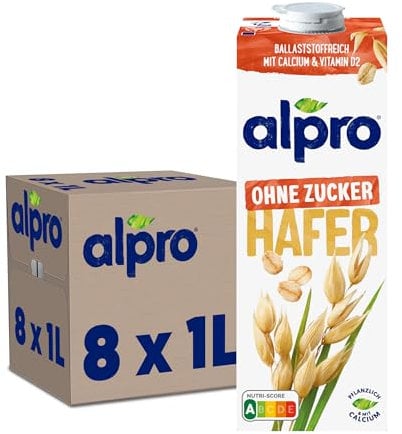 Alpro Oat No Sugars Plant-Based Long Life Drink - 100% British Oats - Unsweetened - Vegan Dairy Free & Lactose Free Milk Alternative - 1L (Pack of 8)