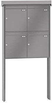 RENZ/Prisma / 4er Freistehende Briefkastenanlage Standbriefkasten/RAL-Farbe 9007 Volumen 23 L/zum Einbetonieren/Dein-Briefkasten.de