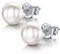 Amberta Damen Ohrringe aus 925 Sterling Silber mit Perlen: 6-7 mm Weiße Perle