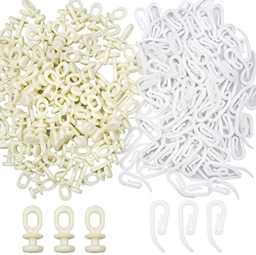 burkfeeg 200 pcs Ganci per Tende in Plastica, Ganci Tende Rinforzato a Forma di G and Ganci per Tende Scorrevoli per Binario, Bianco Ganci per Tenda per Porta, Tenda per Finestra e Tenda per Doccia