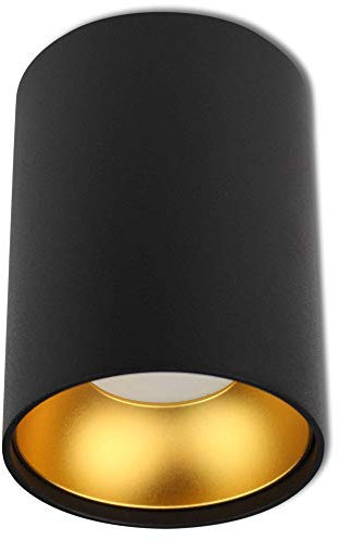 LED Aufbauleuchte rund Schwarz-gold 7 Watt warmweiß GU10 230V - 110x85 Aufbaustrahler aus Aluminium - Aufbau Downlight Deckenlampe Loft Aufbau-Spot Decken-Strahler