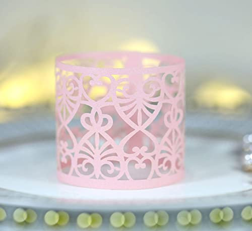 qbodp Einweg-Serviettenringe,100Er-Set,Ausgehöhlte Serviettenring Für Hochzeit,Bankett,Urlaubsparty,Tischdekoration,Zubehör Für Papierservietten,Rosa