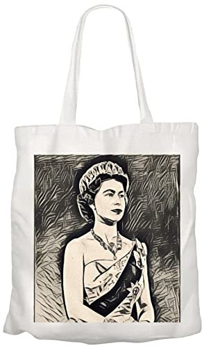 Große Einkaufstasche Tragetasche Queen Elizabeth II Portrait Art Style Bleistift Königin von England Vintage