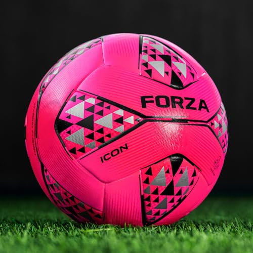 FORZA Icon Pro Ballons de Football | Ballons de Haute Qualité pour Les Matchs Compétitifs | Disponibles en Tailles 3, 4 et 5 (Taille 3 - Pack de 1, Rose)