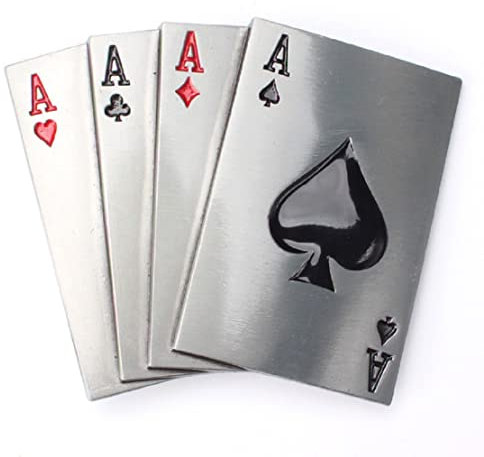 Longcreek Ace Belt Buckle for Men, Lucky Poker Playing Cards Belt Buckle, Ace of Spade Belts Buckle, Four Aces Belt Buckles, Western Cowboy belt buckle, Punk Rock Poker Cards belts buckles
