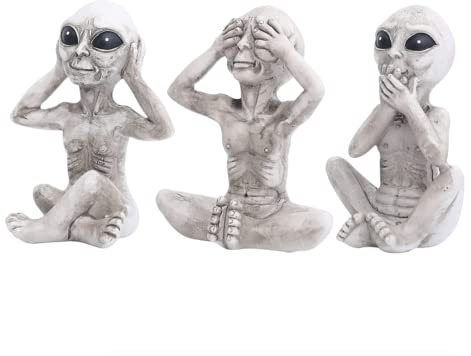 HIPIHOM 3 Stück Garten Alien Statue, DIY Harz Figur Garten Ornament für Terrasse, Rasen, Garten Dekor Indoor Outdoor Home Office Dekorationen Sammlung (weiß)