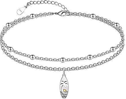 CHIC & ARTSY Palm Tree Ankle 925 Sterling Silver Ankle Bracelet for Women Beach Ankle Dainty Layered Anklet Bracelet Boho Anklets Bracelet Adjustable Anklets