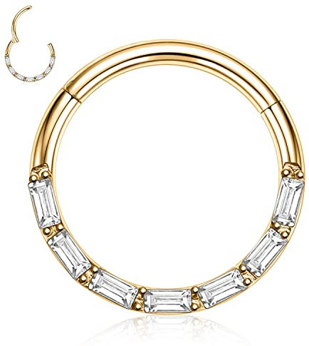 AROWRO Gold Septum Ringe Daith Piercing Schmuck Conch Smiley Orbital Piercing Schmuck 16G Septum Daith Schmuck Nasen Ringe 8mm Septum Clicker Nasen Ringe Hoops Daith Knorpel Conch Ohrringe