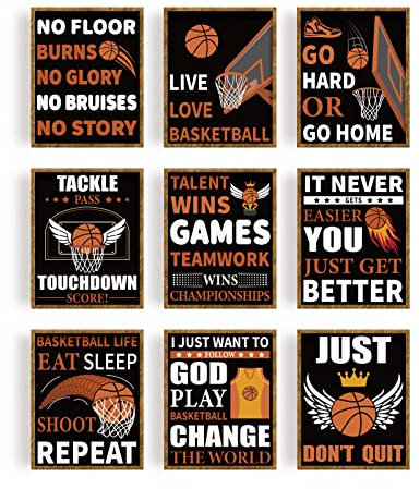 FREEBLOSS 9 Stücke Kunstdruck Poster, Poster Aesthetic Bilder Set Basketball Aesthetic Dekoration Bilder Wall Art für Schlafzimmer und Wohnzimmer 20x25cm