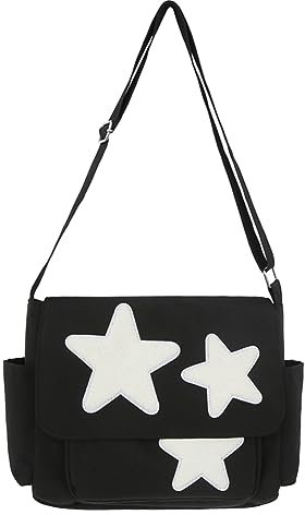 GSenhui Messenger-Tasche, Hobo Bag Nylon Kuriertasche Damen Groß Kapazität, Stern Tote Bag Pendeltasche Umhängetasche mit Reißverschluss und verstellbare Schultergurte für Einkaufen Schule