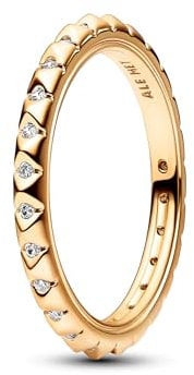 Pandora ME Bague cloutée Pyramides en métal plaqué or 14 carats avec zircones cubiques transparentes, taille 50