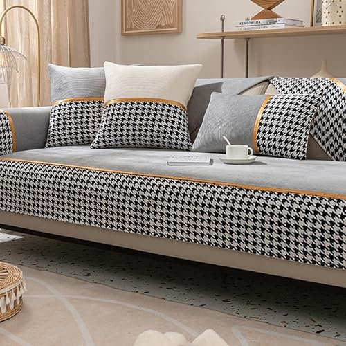 KCCRHIN Moderne Stil Sofabezug 1 2 3 4 Sitzer Couch Bezug Ecksofa L Form Patchwork Design Sofaüberwurf Sofa Überzug Aus Kord Waschbar Sofaschoner Couch Cover Sofa Cover,Grau,110 * 160cm/43 * 63in