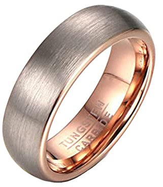 ANAZOZ Wolfram Ringe Eheringe Herren, Verlobungsring Mit Gravur Personalisiert größe 62 Gebürsteter Ring Breit 6mm Rosegold