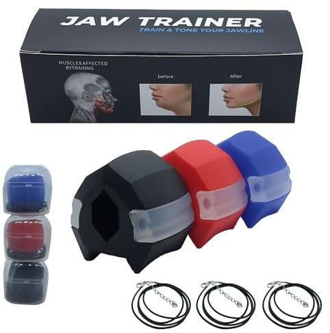 Jaw Trainer Exerciser for Jawline - Three Resistance Levels - Chisel Your Jawline & Slim Your face - Newest Version & 3 Necklaces (UK) - V3.0