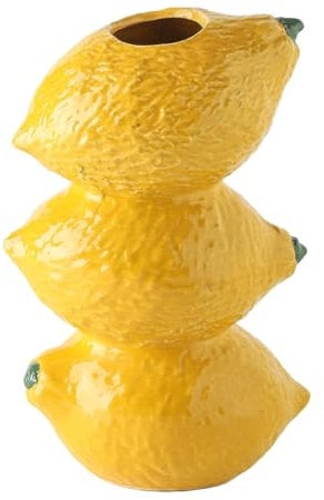 CYYZB Einzigartige Obstvase, Keramik-Blumenvase, Orangefarbene Vase, Zitronenvasen-Dekoration, Obstvase, Vintage-Dekoration, Moderne Heimdekoration für Wohnzimmer, Büro, Schlafzimmer,(Gelb/Zitrone)