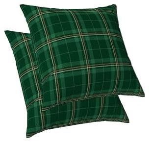 ggaimwf Karierte Kissenbezüge Bauernhaus Karierte Kissen für die Couch Grüner Gingham Kissenbezug Leinen Rustikale Kissen für Sofa Schlafzimmer Wohnzimmer Doppelseitig 40x40cm 2er-Set