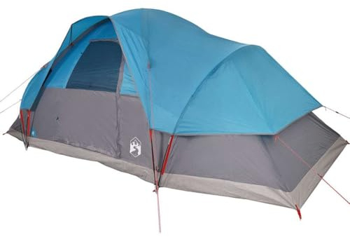 vidaXL Kuppel Familienzelt 9 Personen, Campingzelt mit Netzwände, Wasserdicht Gartenzelt mit E-Anschluss, Kuppelzelt, Blau 185T Polyester