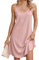 EIRUKON Robe D'été Femme Bretelles Spaghetti Mini Robes de Plage sans Manches Col Rond Oeillet Broderie Élégante,Rose Foncé,XXL
