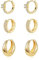 SJUIEO 3-teiliges 14K Gold Zirkon Ohrring Set für Damen Kleine goldene Creolen Kleine Creolen Schmuck Mode Ohrringe Hypoallergen Ohrringe Mode