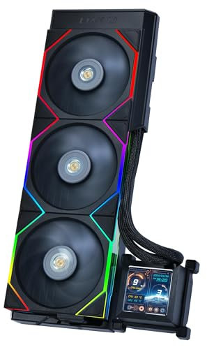 Lian Li HydroShift LCD 360TL - 360mm Radiator AIO Wasserkühlung - 3x 120 mm UNI Fan TL RGB PWM Lüfter - 2,88 LCD Display - CPU Wasserkühler für Intel LGA 1700 - AMD Sockel AM4 / AM5 – schwarz
