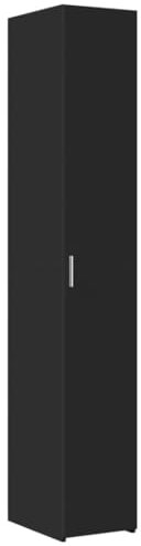 vidaXL Highboard Black 30x42.5x185 cm Engineered Wood - Modern Storage Cabinet with Shelves and Doors for Living Room, Bedroom, Hallway, Garage