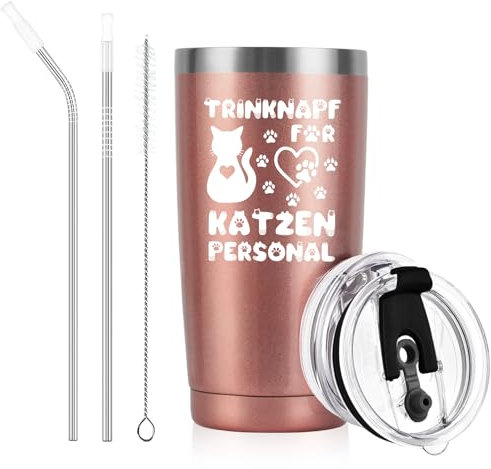 Livole Geschenke für Katzenliebhaber, Katzenmama, Tasse mit Spruch - Trinknapf für Katzenpersonal - Katzenliebhaber Geschenke, Weihnachtsgeschenke für Frauen, Sie, 20oz 600ml Kaffeebecher to go Thermo
