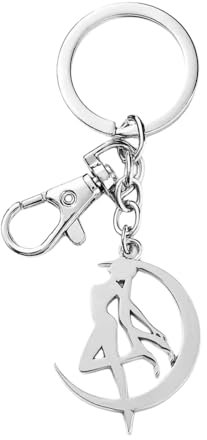 Kengege Porte-clés Sailor M Keychain Moon Keychain Anime Keychain, Argenté, Small