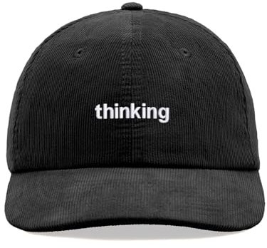 Thinking Corduroy Baseball Cap Vintage Unisex Dad Hat Adjustable, Schwarz , Einheitsgröße