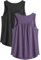 PINSPARK Sport Tank Top Damen Workout Tanktops Racerback Ärmellose Leichte Oberteile Sommer Sporttop Lauftop Yoga Gym Shirt Fitness Running Schwarz und Lila M