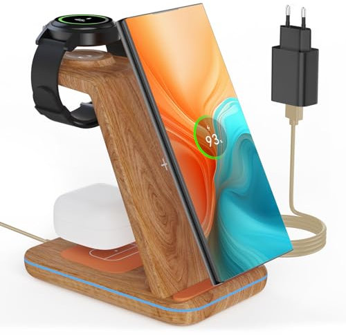 CIYOYO 3 in 1 Induktive Ladestation für Samsung, Kabelloses Ladegerät für Samsung, Wireless Charger für Galaxy S25/S24/S23/Z Flip/Fold,Galaxy Watch 7/6/ 5/Pro und Galaxy Buds